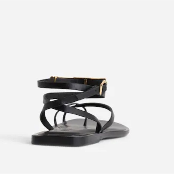 Madewell The Vira Bangle Ankle-Wrap Sandal in Leather in True Black Size 10.5 - Picture 3 of 12